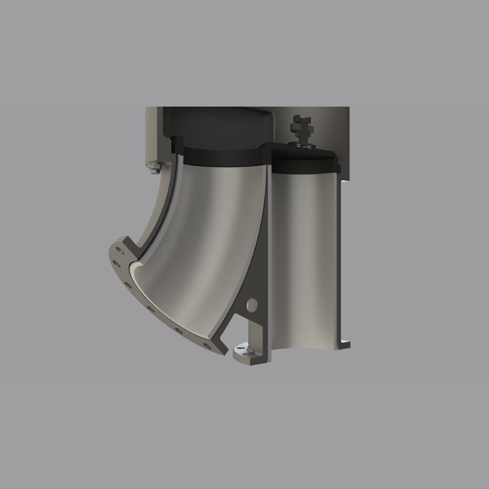 SMV Diverter Valve - Outlet Ceramics Section View  Unicast Wear Parts